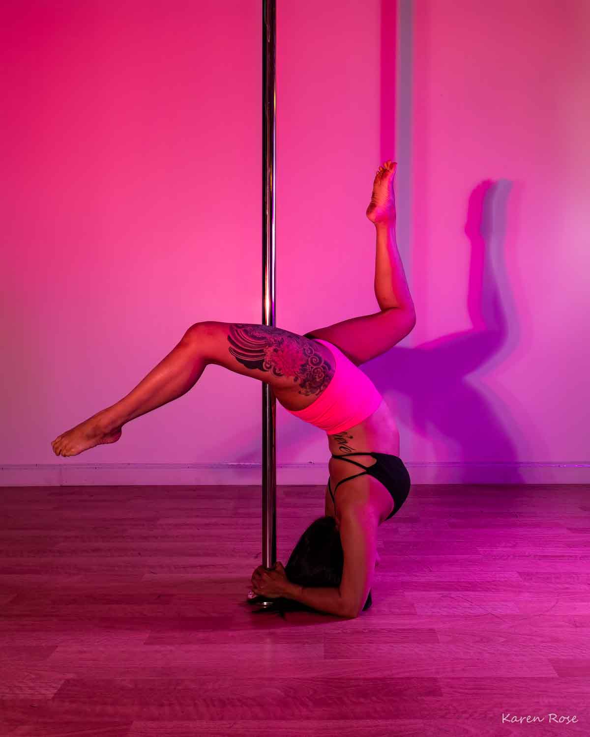 Studio pole art with gel lighting